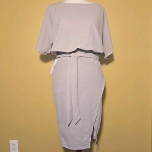 Ax Paris Women's Dress Tie‎ Back Mushroom Mauve Stretch Size 14 NEW NWT